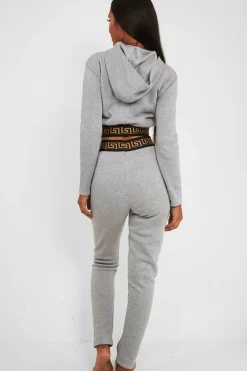 Rebellious Fashion Grey Aztec Trim Loungewear Set - Galena