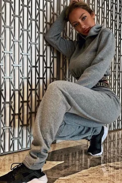 Rebellious Fashion Grey Aztec Trim Loungewear Set - Galena