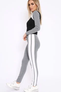Rebellious Fashion Grey Black and White Colour Block Tracksuit - Kily