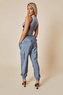 Rebellious Fashion Grey Body Print Sleeveless Cropped Top - Michi