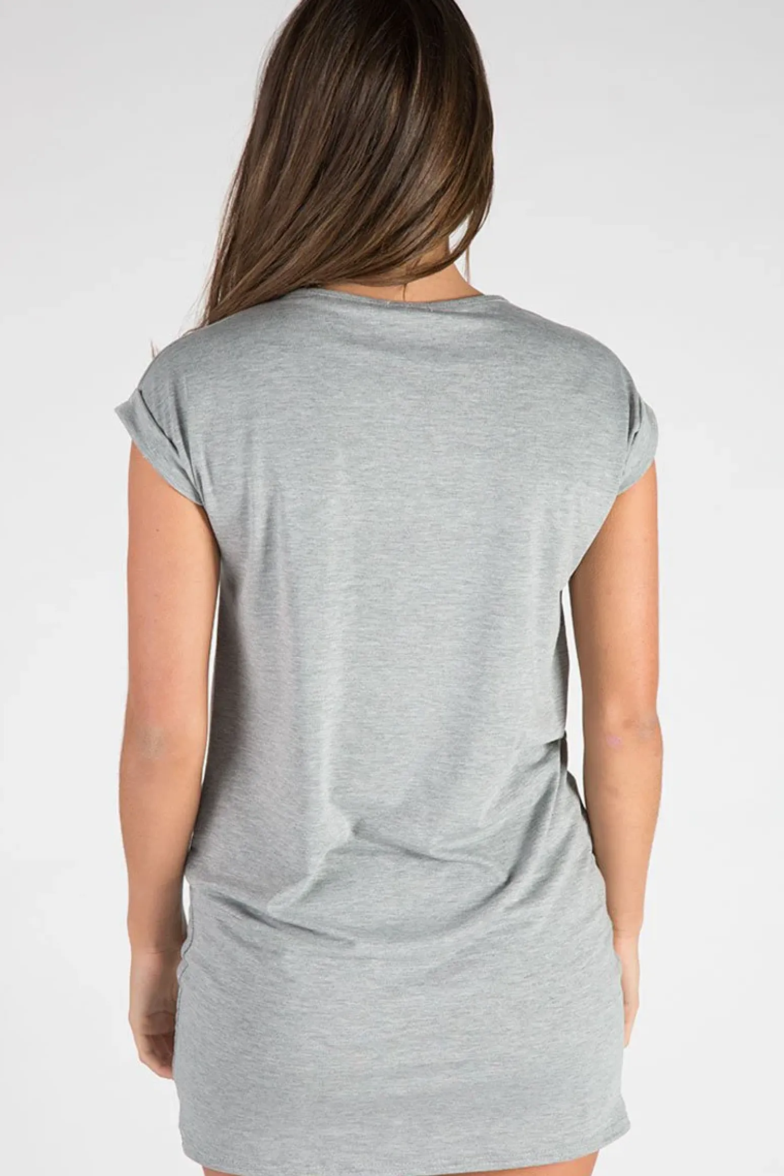 Rebellious Fashion Grey Born To Fly Slogan T-Shirt Dress - Isabella