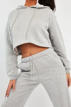 Rebellious Fashion Grey Box Fit Cropped Hoodie - Neala