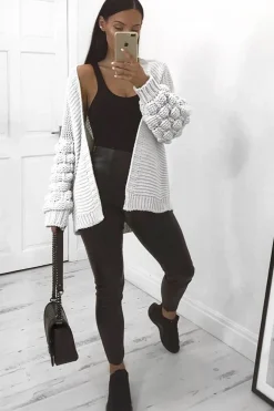 Rebellious Fashion Grey Chunky Knit Oversized Cardigan - Eaden