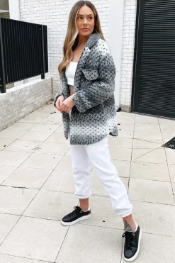 Rebellious Fashion Grey Chunky Knit Shacket - Ellajane