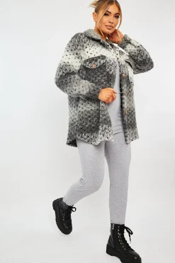 Rebellious Fashion Grey Chunky Knit Shacket - Ellajane