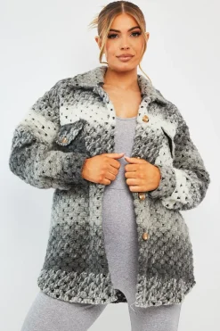Rebellious Fashion Grey Chunky Knit Shacket - Ellajane