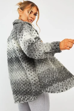Rebellious Fashion Grey Chunky Knit Shacket - Ellajane