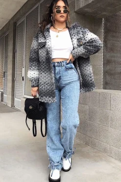 Rebellious Fashion Grey Chunky Knit Shacket - Ellajane