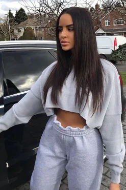 Rebellious Fashion Grey Cropped Batwing Jumper - Lizy