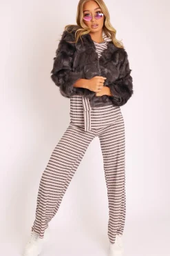 Rebellious Fashion Grey Cropped Faux Fur Jacket - Gwen