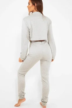 Rebellious Fashion Grey Cut Out Loungewear Set - Adaia