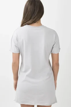 Rebellious Fashion Grey Distressed Badge Detail T Shirt Dress - Kalani