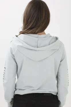 Rebellious Fashion Grey Distressed Hoodie - Kiera
