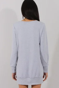 Rebellious Fashion Grey Distressed Kiss Jumper Dress - Ferne
