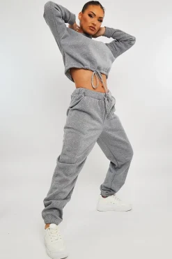 Rebellious Fashion Grey Drawstring Waist Jumper and Joggers Co-ord - Kayla