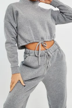 Rebellious Fashion Grey Drawstring Waist Jumper and Joggers Co-ord - Kayla