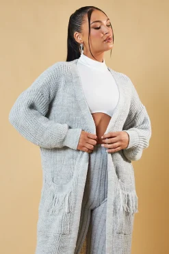 Rebellious Fashion Grey Edge To Edge Longline Cardigan - Doris