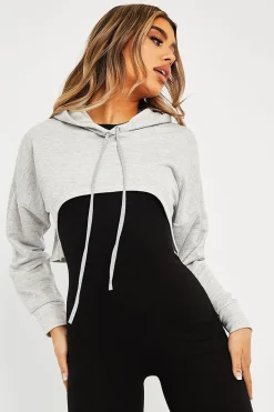 Rebellious Fashion Grey Extreme Cropped Hoodie - Kalissa
