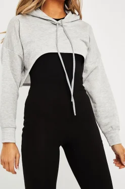 Rebellious Fashion Grey Extreme Cropped Hoodie - Kalissa