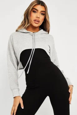 Rebellious Fashion Grey Extreme Cropped Hoodie - Kalissa