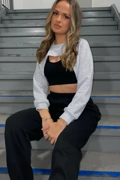 Rebellious Fashion Grey Extreme Cropped Sweatshirt - Fleur