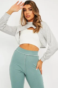 Rebellious Fashion Grey Extreme Cropped Sweatshirt - Fleur