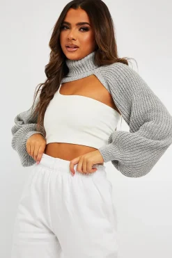 Rebellious Fashion Grey Extreme Cut Out High Neck Jumper - Nihara