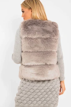 Rebellious Fashion Grey Faux Fur Gilet - Connie