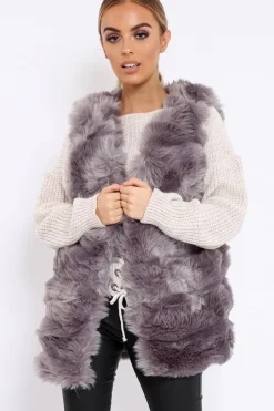 Rebellious Fashion Grey Faux Fur Gilet - Shelby