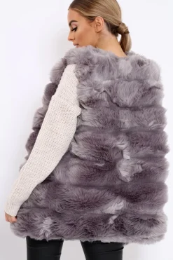 Rebellious Fashion Grey Faux Fur Gilet - Shelby
