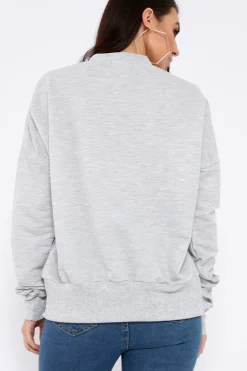 Rebellious Fashion Grey Fearless Paint Splatter Sweatshirt - Eliza