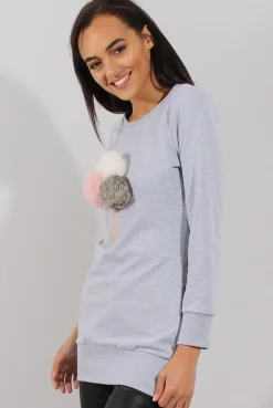 Rebellious Fashion Grey Fluffy Ice Cream Jumper - Noella