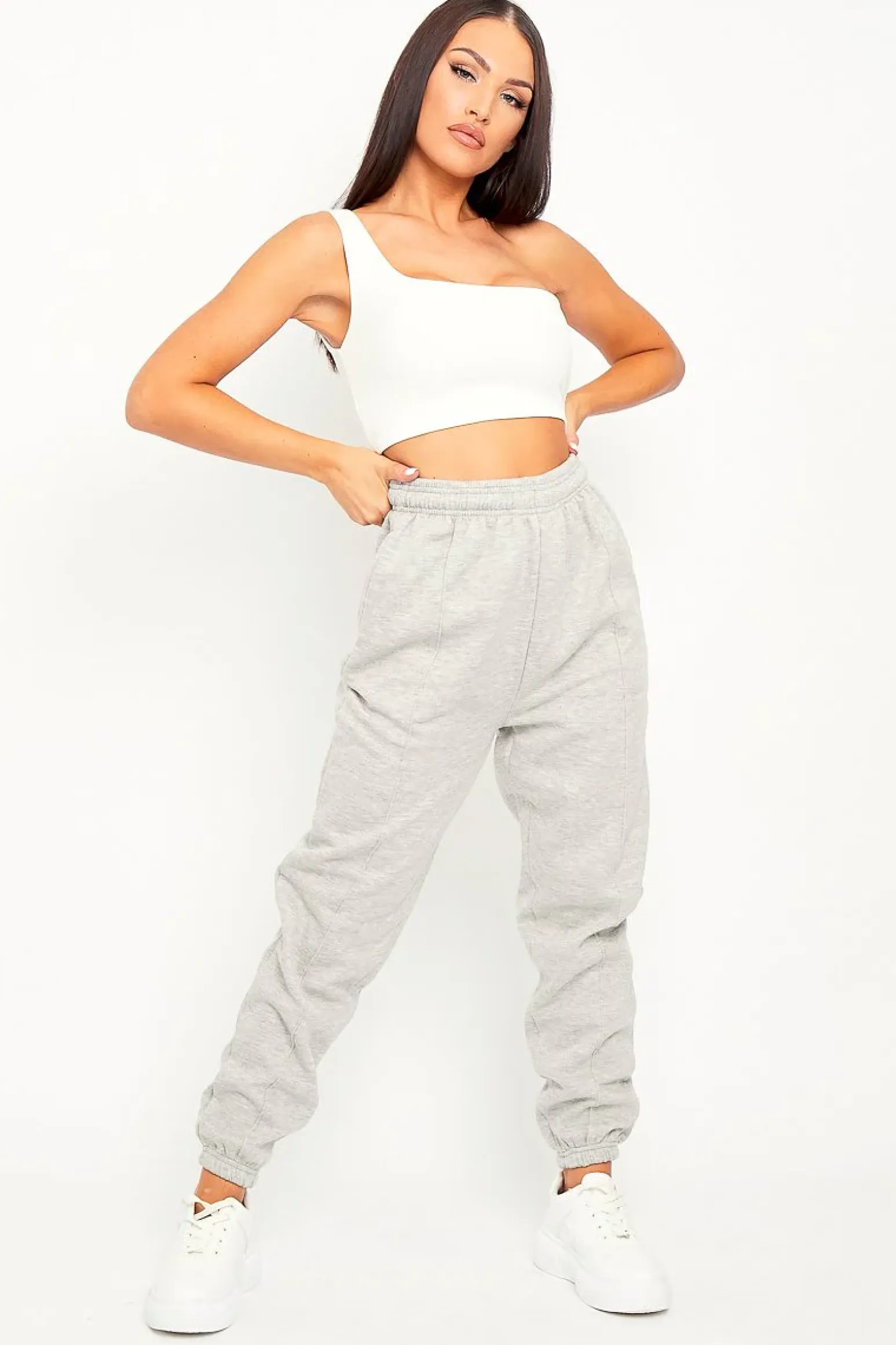 Rebellious Fashion Grey Front Piping Joggers - Jordyn