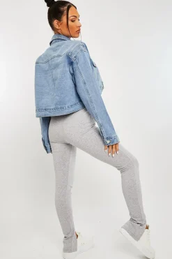 Rebellious Fashion Grey Front Split Leggings - Polly