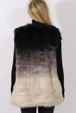 Rebellious Fashion Grey Gradient Faux Fur Gilet - Briella