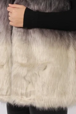 Rebellious Fashion Grey Gradient Faux Fur Gilet - Briella