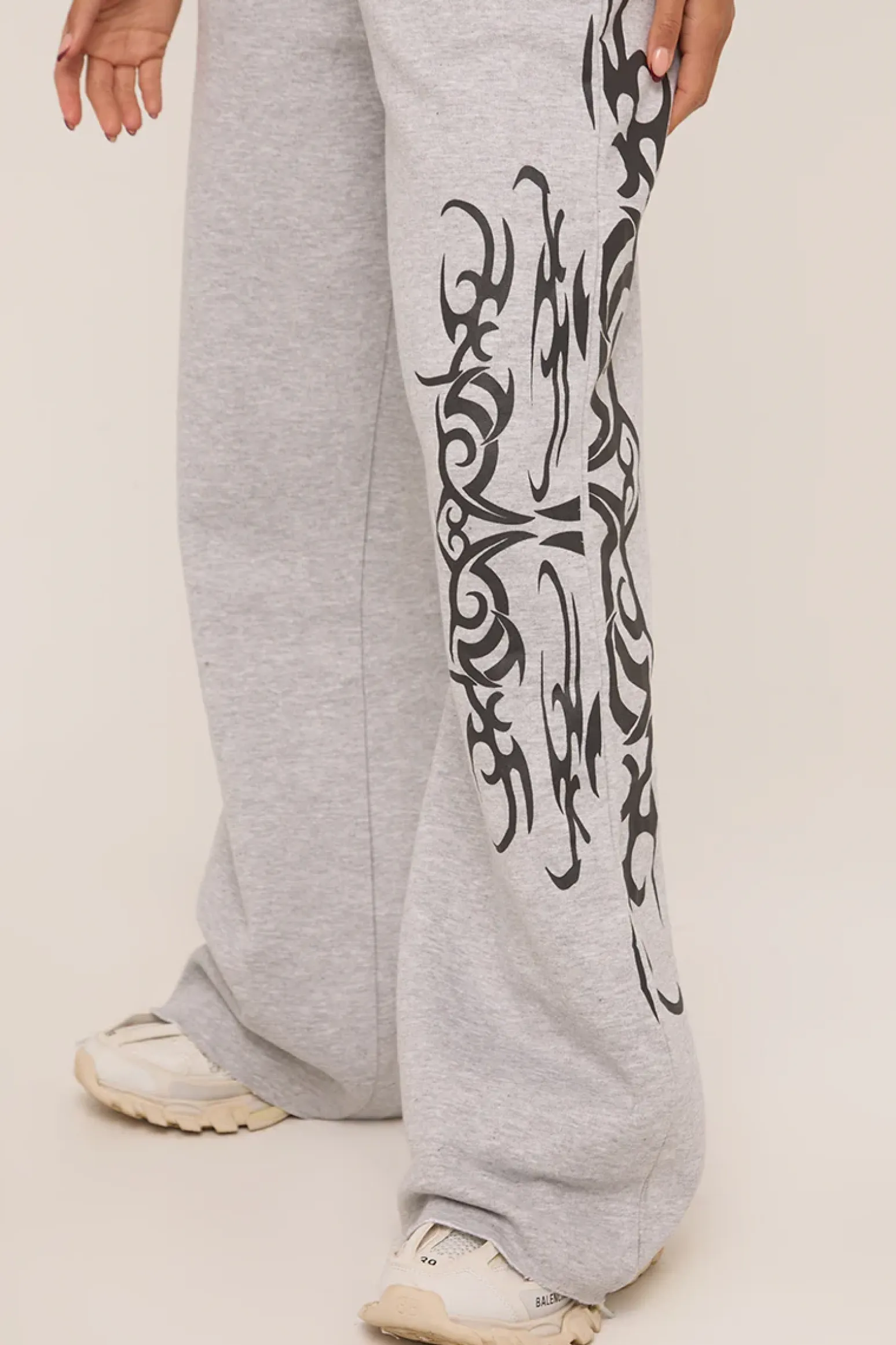 Rebellious Fashion Grey Graphic Printed Jogger Trouser - Bertha