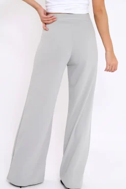 Rebellious Fashion Grey High Waisted Flare Trousers - Kym