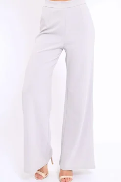 Rebellious Fashion Grey High Waist Flare Trousers -Tisha