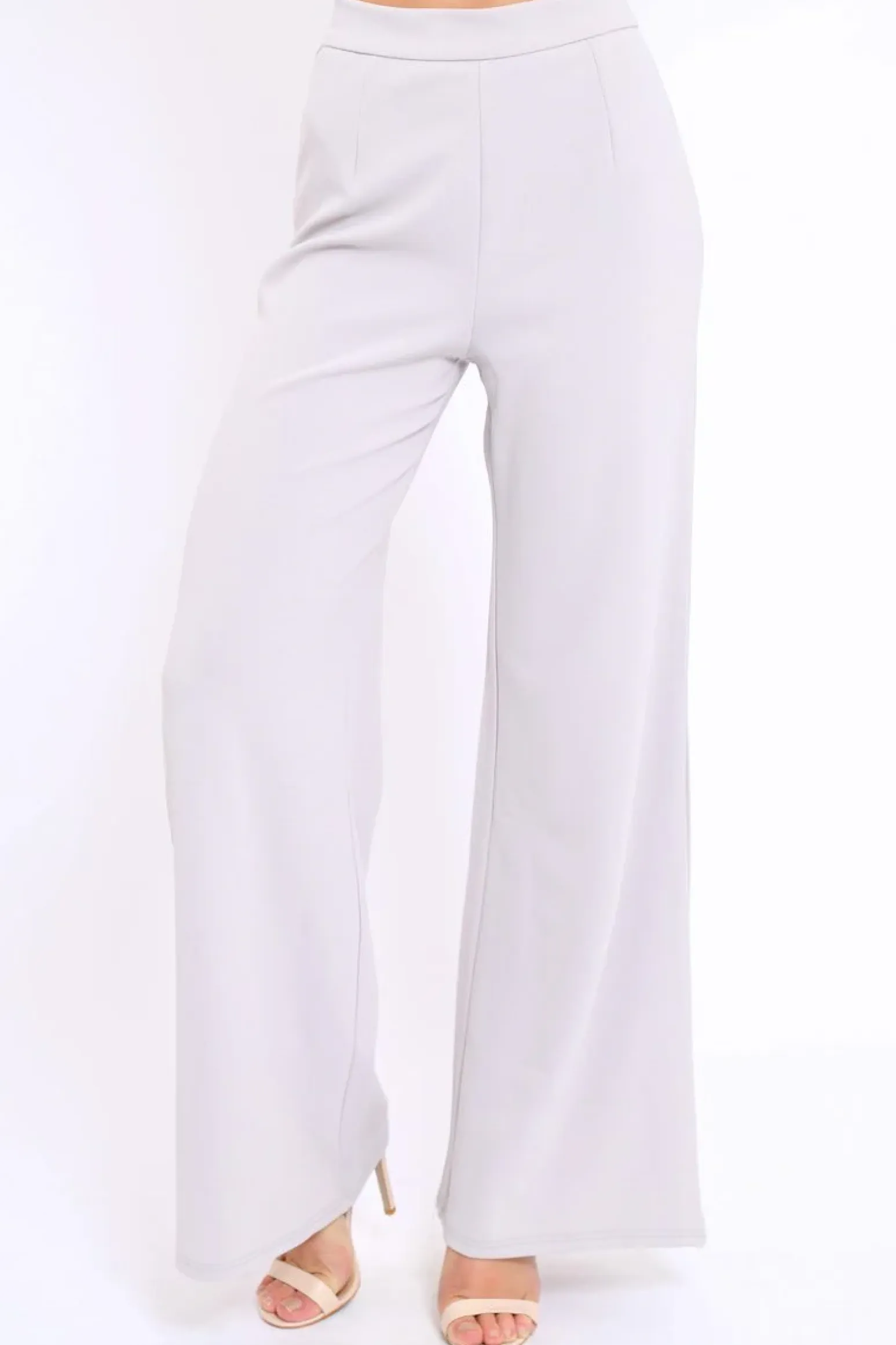 Rebellious Fashion Grey High Waist Flare Trousers -Tisha