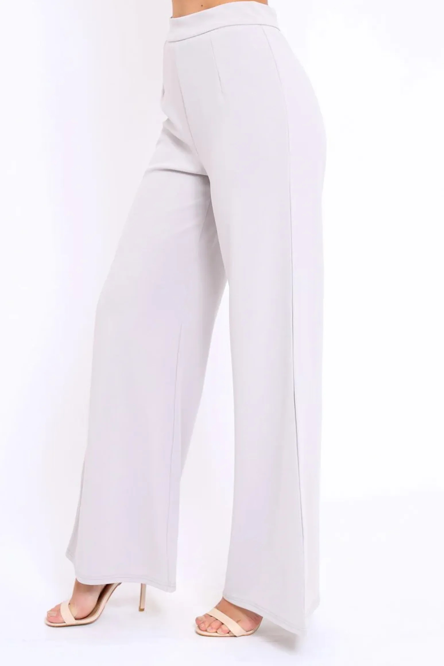Rebellious Fashion Grey High Waist Flare Trousers -Tisha