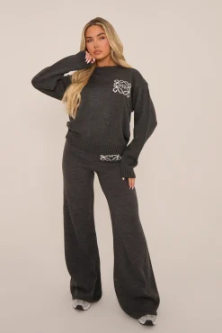 Rebellious Fashion Grey High Waist Wide Leg Joggers - Lively