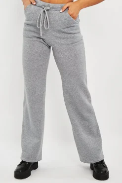 Rebellious Fashion Grey High Waist Wide Leg Joggers - Indiah