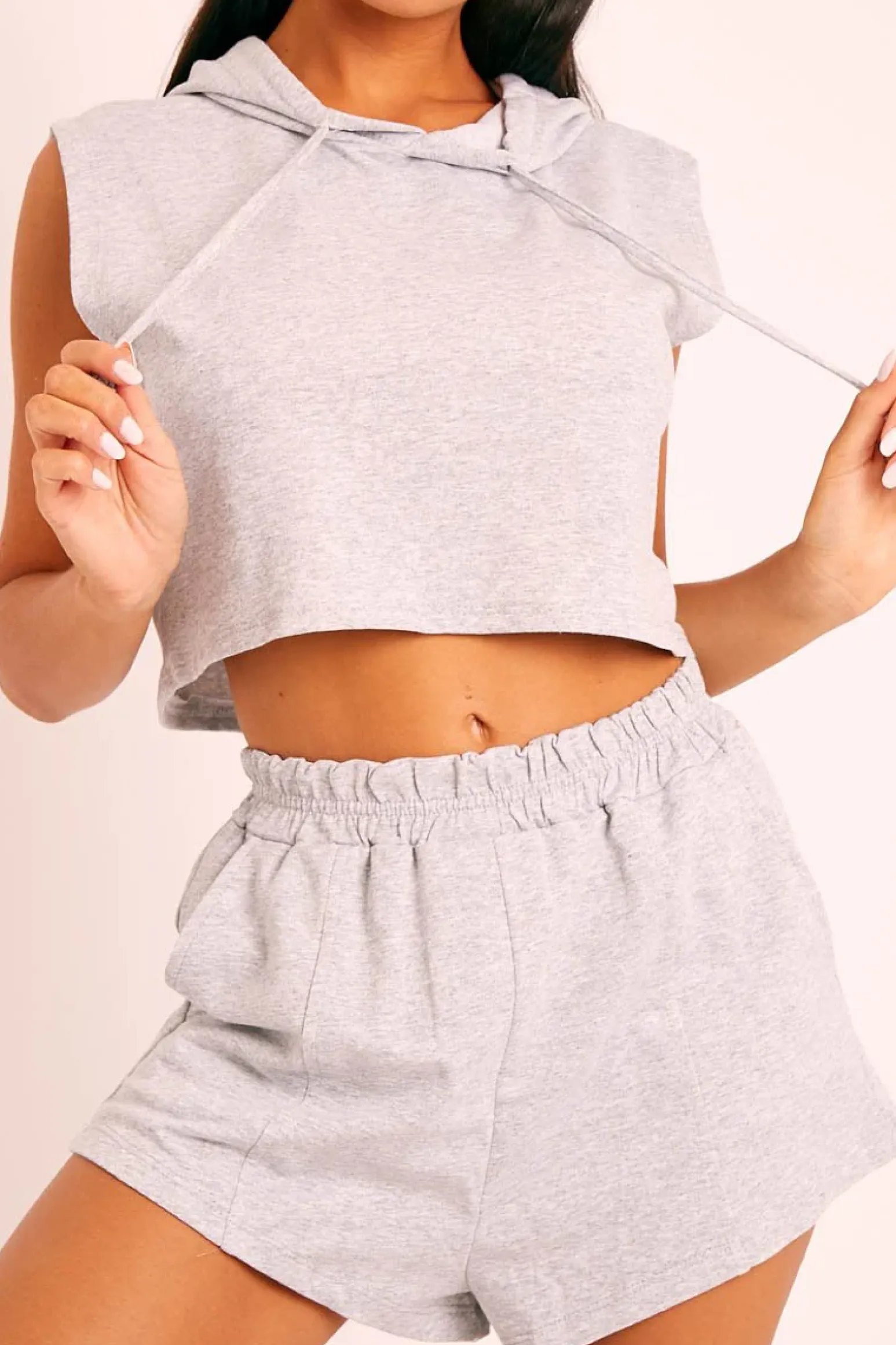 Rebellious Fashion Grey Hooded Top and Shorts Loungewear Co-ord - Hannie