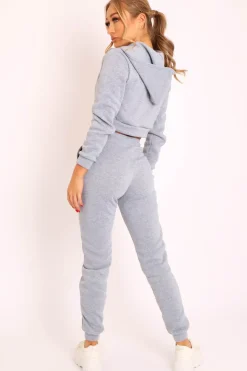 Rebellious Fashion Grey Hoodie and Joggers Loungewear Co-ord Set - Bluebell