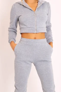 Rebellious Fashion Grey Hoodie and Joggers Loungewear Co-ord Set - Bluebell