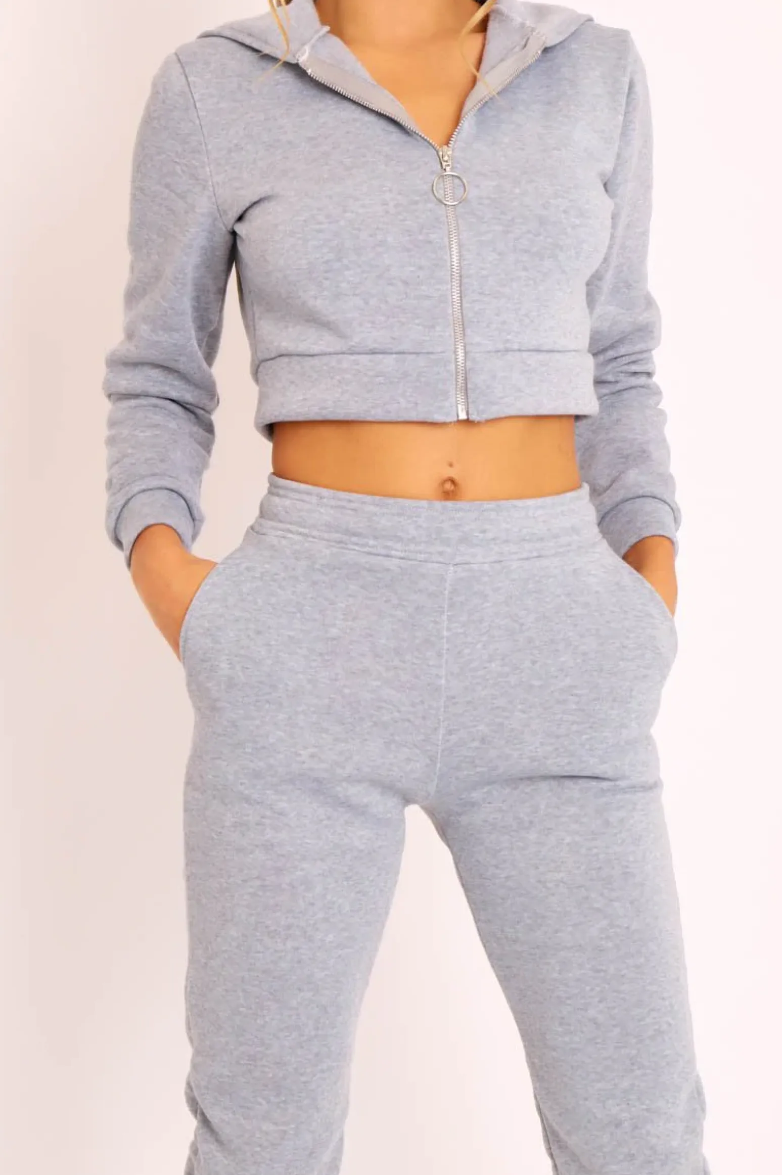 Rebellious Fashion Grey Hoodie and Joggers Loungewear Co-ord Set - Bluebell