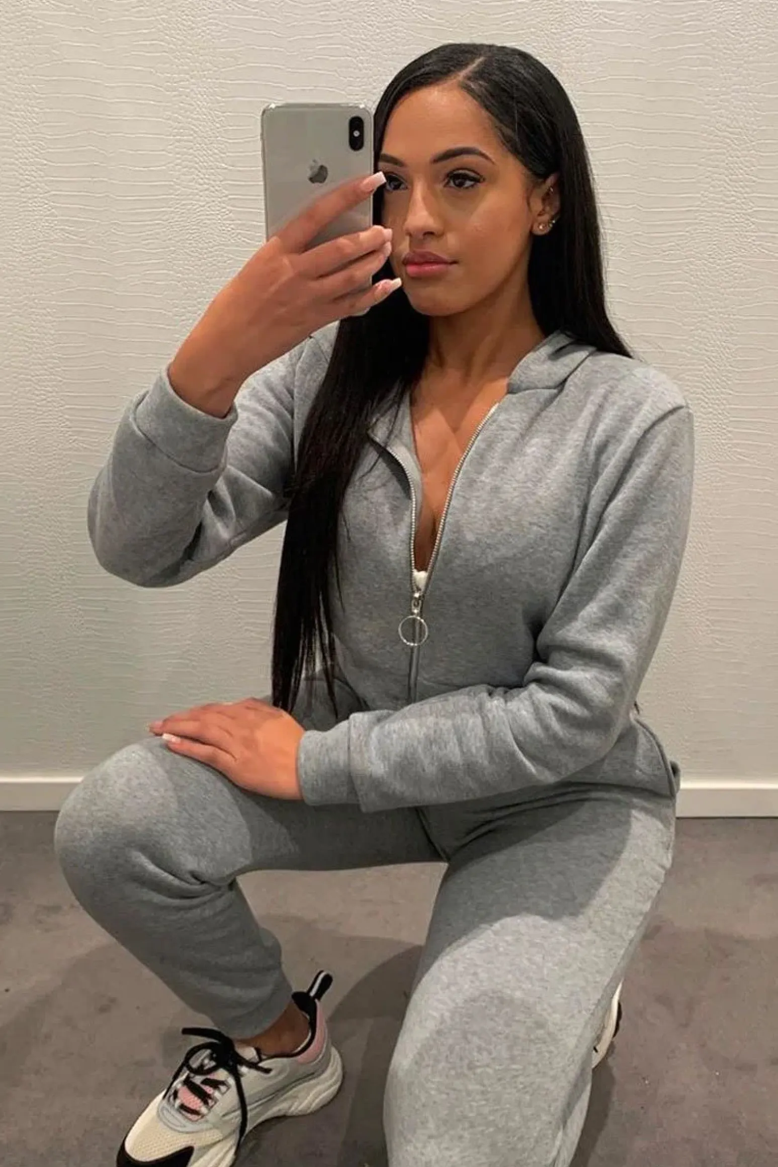 Rebellious Fashion Grey Hoodie and Joggers Loungewear Co-ord Set - Bluebell