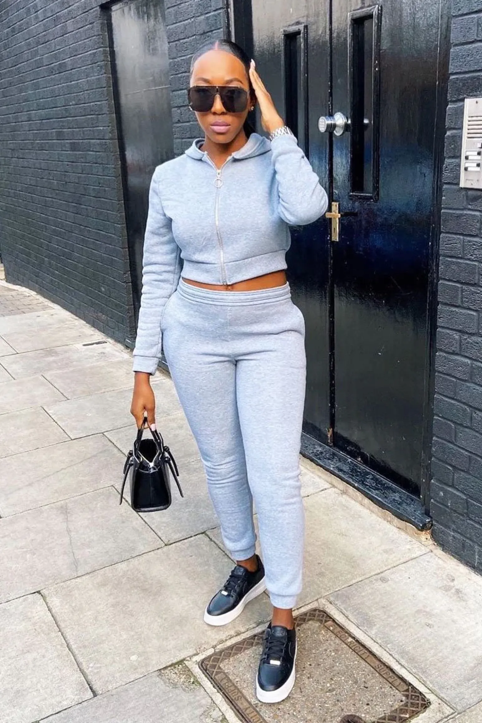 Rebellious Fashion Grey Hoodie and Joggers Loungewear Co-ord Set - Bluebell