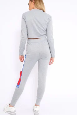 Rebellious Fashion Grey In My Jeans Cropped Top Loungewear Set - Yarely
